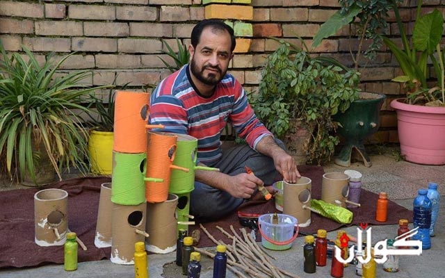 ھونەرمەندێکی شاری ھەولێر پرۆژەیەکی ناوازەی ژینگەیی بۆ باڵندە کێویەکان دەکات