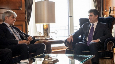 Serokê herêma Kurdistanê ligel Balyozê Fransa li Iraqê civiya