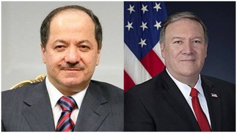 Serok Barzanî û Mike Pompeo pêwendiya telefonî encam dan