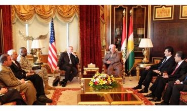 Serok Barzanî pêşwazî li Balyoz û Fermandê Giştî yê Hêzên Emrîka kir