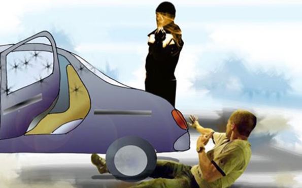 بە ئۆتۆمبێل لێی دەدات و بە گوللەیەكیش دەیكوژێت