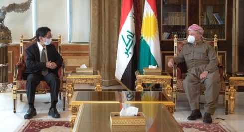 Serok Barzanî pêşwazî li konsolê Japonya li Hewlêrê kir