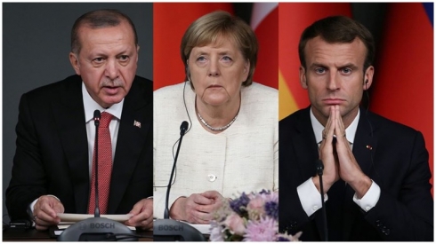 Erdogan ji bo piştgiriyê li Macron û Merkel geriya