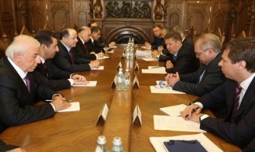 Serokê Herêma Kurdistanê li gel Aleksî Mîller Serokê Encûmena Kargêriya kompanya Gazproma Neftî ya Rûsyayê civiya