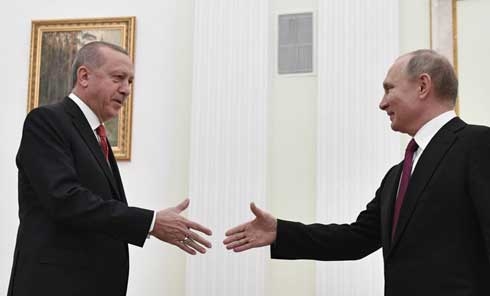 Turkey’s president in Moscow for Syria talks with Putin