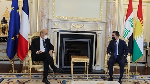 France’s FM reiterates support for Kurdistan Region, invites PM Masrour Barzani to meet Pres. Emmanuel Macron in Paris