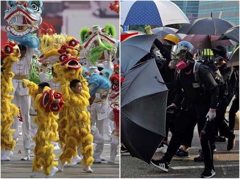 Hong Kong protester shot as China marks its 70th anniversary