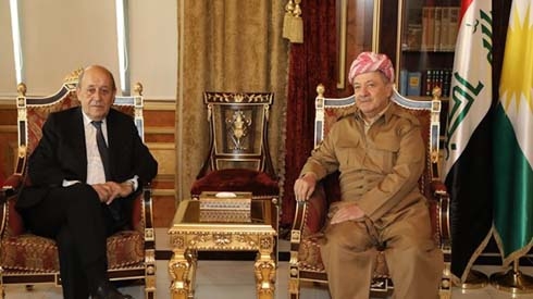 French FM meets long-time friend Masoud Barzani during visit to Kurdistan