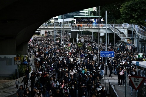 Hong Kongers mark half a year of protest with mammoth rally