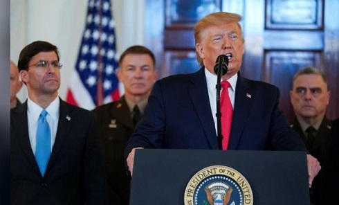 Trump pulls back from more military action in Iran crisis, promises new sanctions