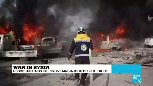 At least 39 civilians dead as a Syrian government bombed the city of Idlib
