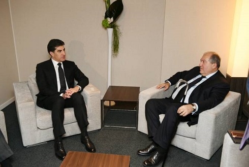 Armen Sarkissian meets with President of Iraqi Kurdistan in Davos, Switzerland