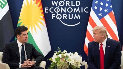 Kurdistan President Nechirvan Barzani meets Donald Trump in Davos