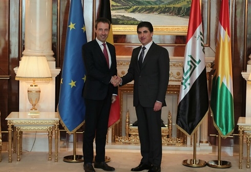 President Nechirvan Barzani meets with Belgium’s Defense and Foreign Affairs Minister Goffin