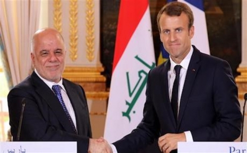 PM Abadi and Macron support dialogue for mending Erbil-Baghdad ties