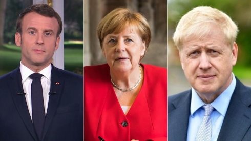 Macron, Merkel û Johanson pîrozbahiyê li Joe Bidin dikin