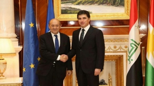 Serokê herêmê li gel wezîrê derve yê Franseyê civiya