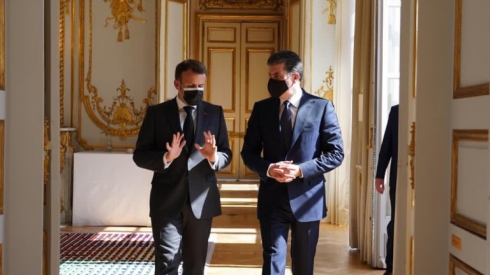 Nêçîrvan Barzanî û Macron Civiyan