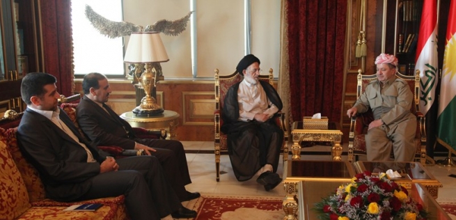 سه‌رۆكی هه‌رێمی كوردستان پێشوازی له‌ سه‌ماحه‌تی سه‌ید محه‌مه‌د ئه‌لحه‌یده‌ری و شاندی یاوه‌ری ده‌كات