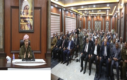 سەرۆك بارزانی لەگەڵ كەسایەتی و پیاوماقووڵانی كوردی شەبەكی دەشتی نەینەوا كۆبۆوە