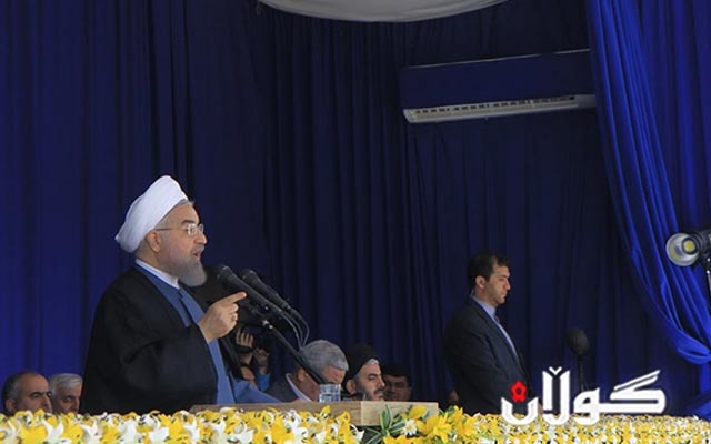 حەسەن رووحانی سەردانی مەهابادی کرد و گوتارێکی پێشکەش کرد 