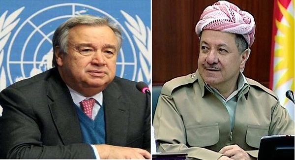 سكرتێری گشتیی یوئێن: بۆ مسۆگەرکردنی ئاشتی، لەگەڵ بارزانیدا کار دەکەین 