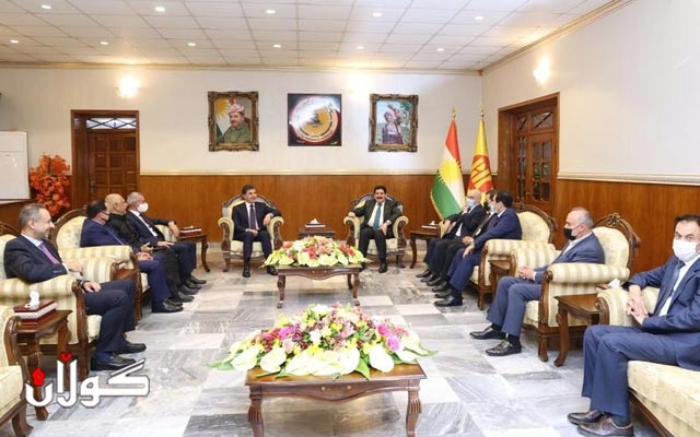 نێچيرڤان بارزانى سه‌رۆكی هه‌رێمی كوردستان   له‌گه‌ڵ پارتى ديموكراتى كوردستان كۆبووه‌وه‌