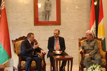 سەرۆكی هەرێمی كوردستان پێشوازی لە وەزیری دەرەوەی بیلا ڕووسیا دەكات
