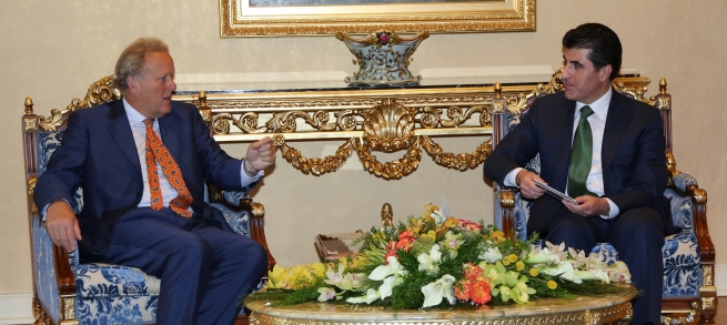 نێچيرڤان بارزانى پێشوازى له‌ نێردراوى سه‌رۆك وه‌زيرانى به‌ريتانيا كرد