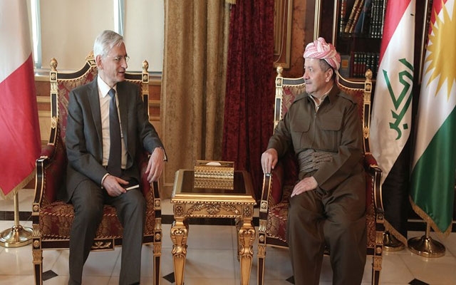 سەرۆكی هەرێمی كوردستان پێشوازی لە باڵیۆزی فەڕەنسا لە عێراق دەكات