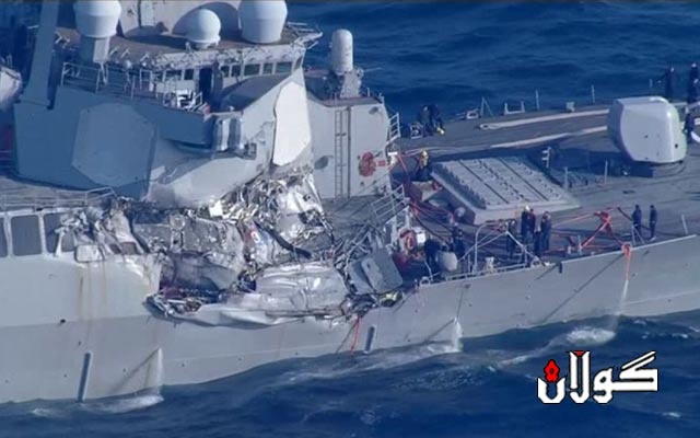 کەشتیگەلێکی جەنگیی ئەمریکی و کەشتییەکی فلیپینی پێکدا دەدەن