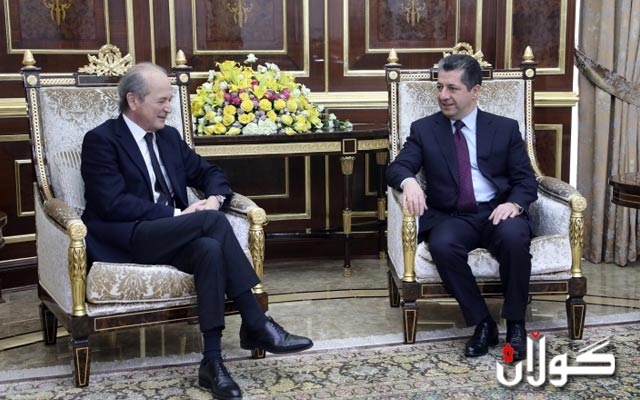  مەسرور بارزانی و نوێنەری تایبەتیی سەرۆکی فەڕەنسا بۆ سووریا کۆ بوونەوە 