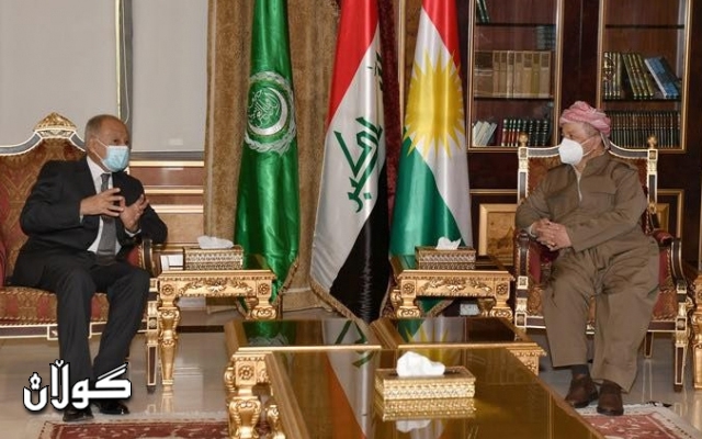 سەرۆک بارزانی پێشوازی لە ئەمینداری گشتیی کۆمکاری عەرەبی دەکات