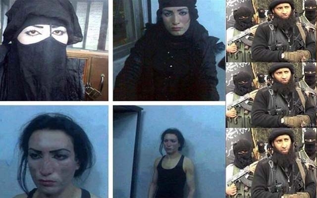 ئەمیرێكی بەرەی نوسرە بە جلوبەرگ و ماكیاجی ژنانه‌وه‌ ده‌گیرێت