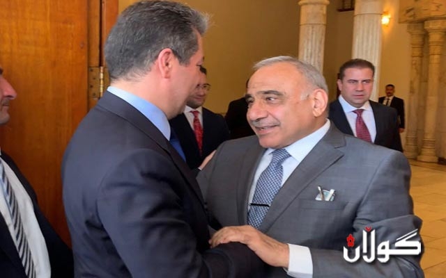 عادل عەبدولمەھدی: لەگەڵ مەسرور بارزانی لەسەر چارەسەركردنی دەستوورییانەی كێشەكان رێككەوتووین
