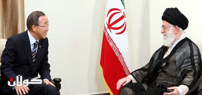 بان كى مۆن لەگەڵ هەریەك لە خامنەیی و ئەحمەدى نەژاد كۆبووەوە