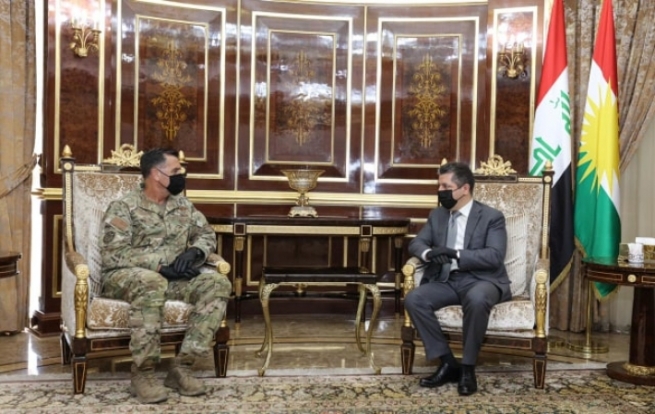 سەرۆکی حکوومەتی هەرێمی کوردستان پێشوازی لە فەرماندەی هێزی ئۆپەراسیۆنی تایبەتی هاوپەیمانان لە عێراق و سووریا دەکات