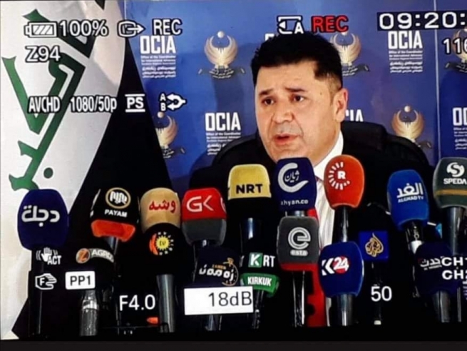 رێکخەری راسپاردە نێودەوڵەتییەکان لە پرێس کۆنفرانسێکدا تیشکی خستە سەر رەوشی پێکهاتەکان، تیرۆر، هەماهەنگی لەگەڵ یونیتاد، پەیماننامە نێودەوڵەتییەکان، بێسەروشوێنکردنی زۆره‌مڵی، رەوشی ئاوارە و پەن