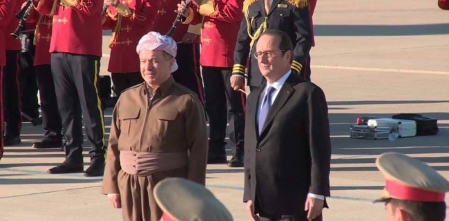 سەرۆکی هەرێمی کوردستان پێشوازی لە سەرۆک کۆماری فەڕەنسا کرد 
