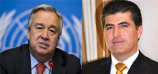 نێچیرڤان بارزانی نامەیەکی لە سکرتێری نەتەوە یەکگرتووەکان پێگەیشت