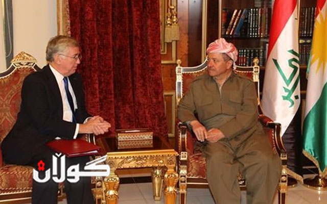 سەرۆك بارزانى و وەزیرى بەرگرى بەریتانیا لە کۆبوونەوەدان