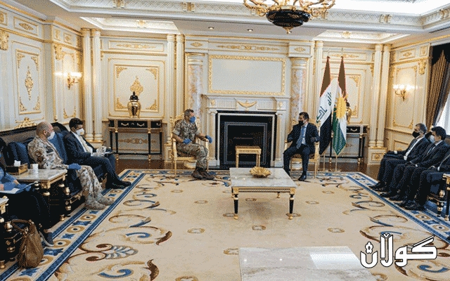 سەرۆکی حکوومەتی هەرێمی کوردستان پێشوازی لە شاندێکی هێزەکانی هاوپەیمانان دەکات
