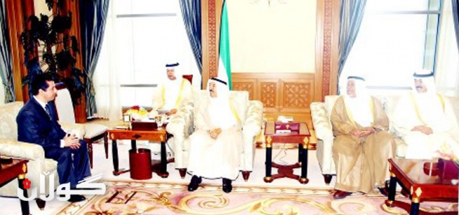 مه‌سرور بارزانى ژبال میر و جێنشینێ میرێ كوێتێ ڤه‌ هاته‌ پێشوازیكرن