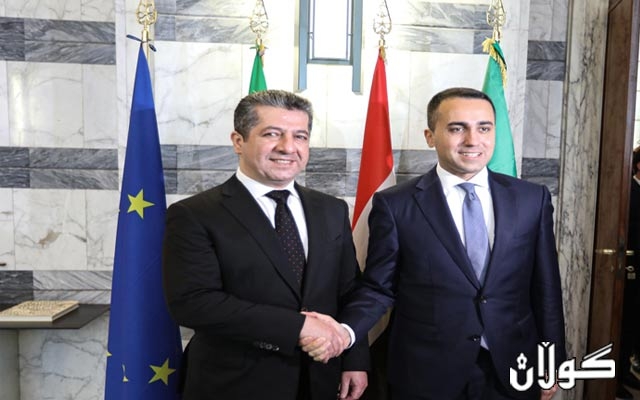 مەسرور بارزانی و وەزیری دەرەوەی ئیتاڵیا کۆبوونەوە