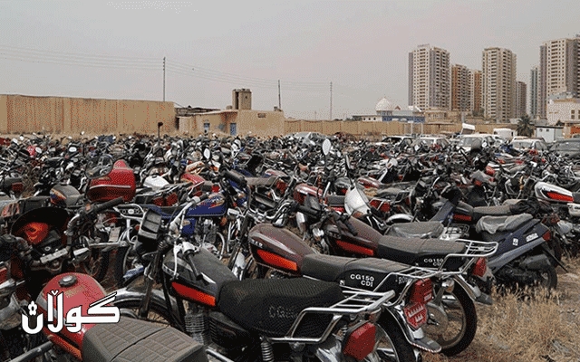 لە ھەولێر دەست بەسەر ماتۆڕسكیلی بێ تابلۆ و مۆڵەت دادەگیرێت
