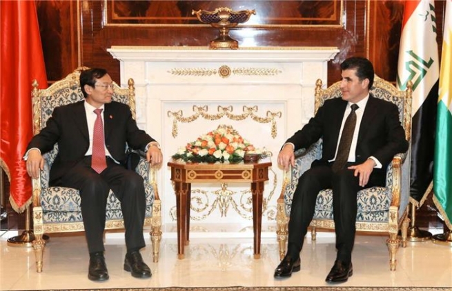 نێچیرڤان بارزانى پێشوازى له‌ شاندێكى چینى ده‌كات