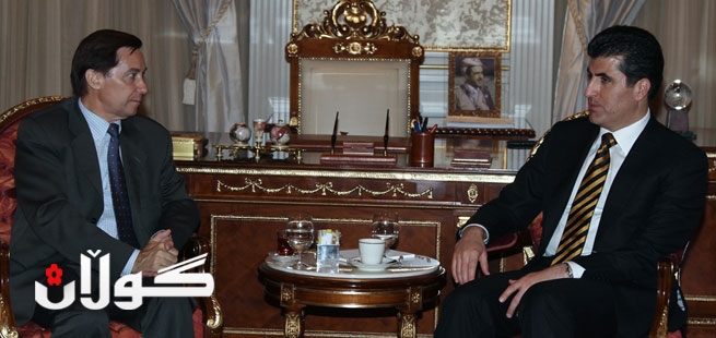 سه‌رۆك وه‌زيران پێشوازى له‌ شاندێكى فه‌ره‌نسى كرد