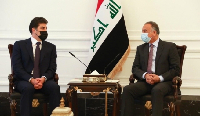سەرۆكی هەرێمی كوردستان لەگەڵ مستەفا كازمی لە كۆبوونەوە دایە