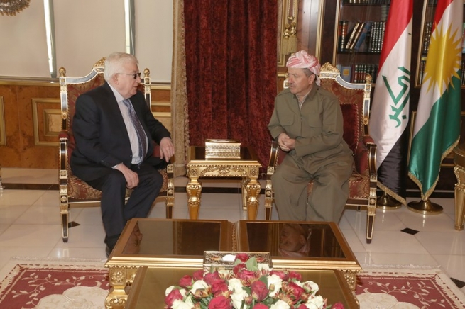 سەرۆکی هەرێمی کوردستان پێشوازیی لە سەرۆک کۆماری عێراقی فیدراڵ دەکات 