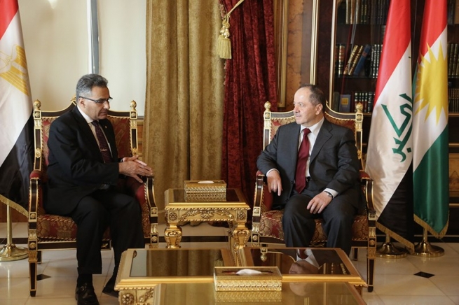 سەرۆكی هەرێمی كوردستان پێشوازی لە باڵیۆزی مەسر لە عێراقی فیدڕاڵ دەكات 